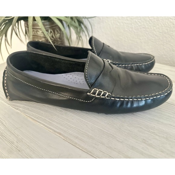 Cole Haan Driving Penny Loafers Women Sz 8.5 Black Nubuck Leather Trilby Driver - Picture 1 of 10